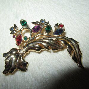 RARE SWAROVSKI LEAF BROOCH/PIN/RHINESTONE/CRYSTAL/SIGNED/STATEMENT!